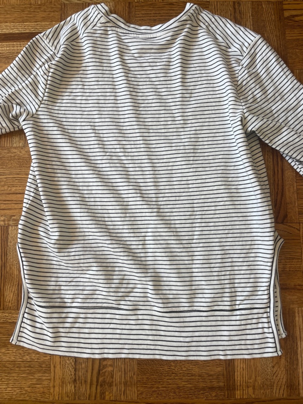 DAILY RITUAL Striped Long-Sleeve Crewneck Pullover - White/Black Medium - Picture 7 of 8